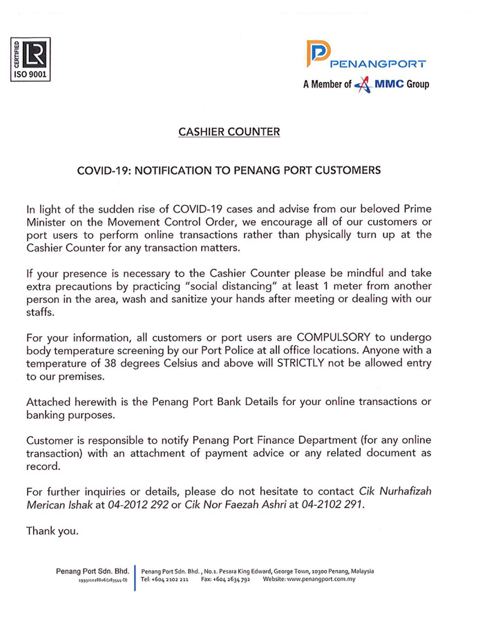 Covid-19 Notification March 2020
